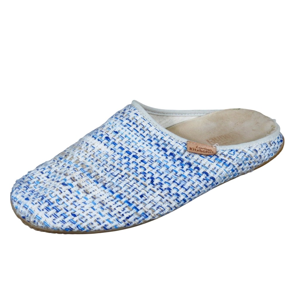 Living Kitzbühel Structured Women Slipper Sz 40 Indoor‎ Lounge Blue White Fabric